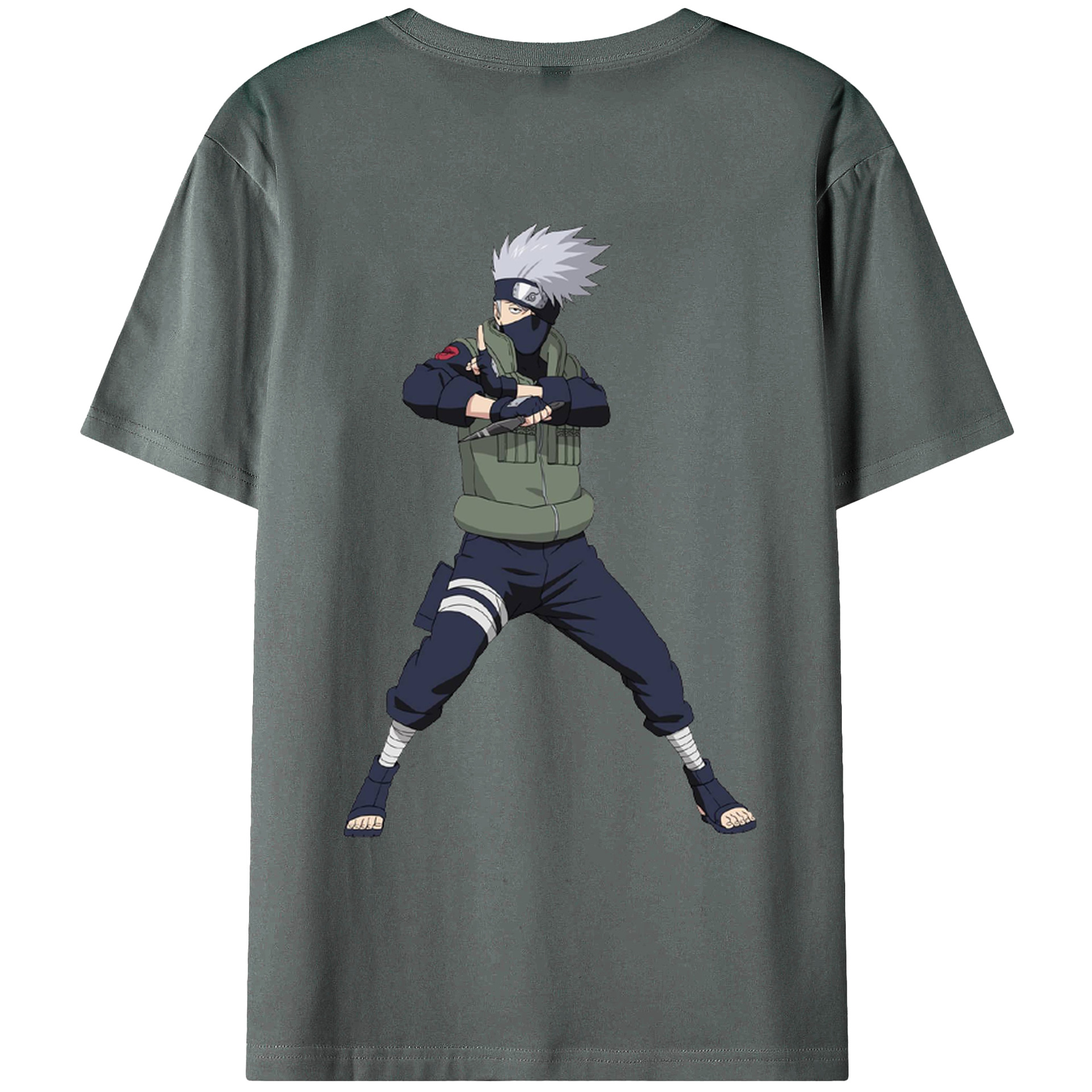 （画像用） NARUTO -ナルト- はたけ カカシ Hatake Kakashi 綿100％ メンズ半袖Tシャツ（バックプリント） 通気性